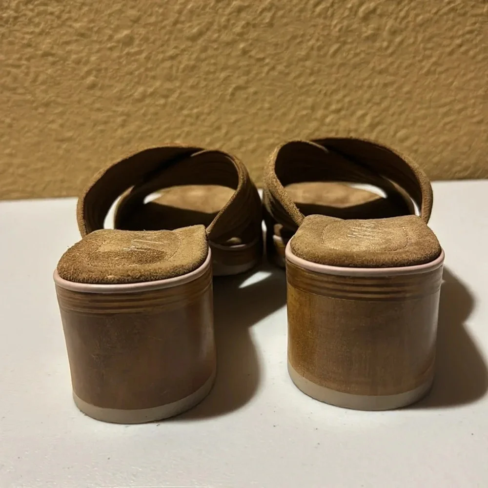 Matisse SUEDE HIPPIE 1970S STYLE PLATFORM CLOG SANDALS BEIGE TAN SIZE 9